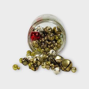 Vintage Jingle Bells Christmas Jar Mini Mercury Balls Mixed Lot Colors